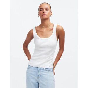 Madewell Soft Fade Cotton Scoop Neck Basic Essential Tank Top Size Medium White